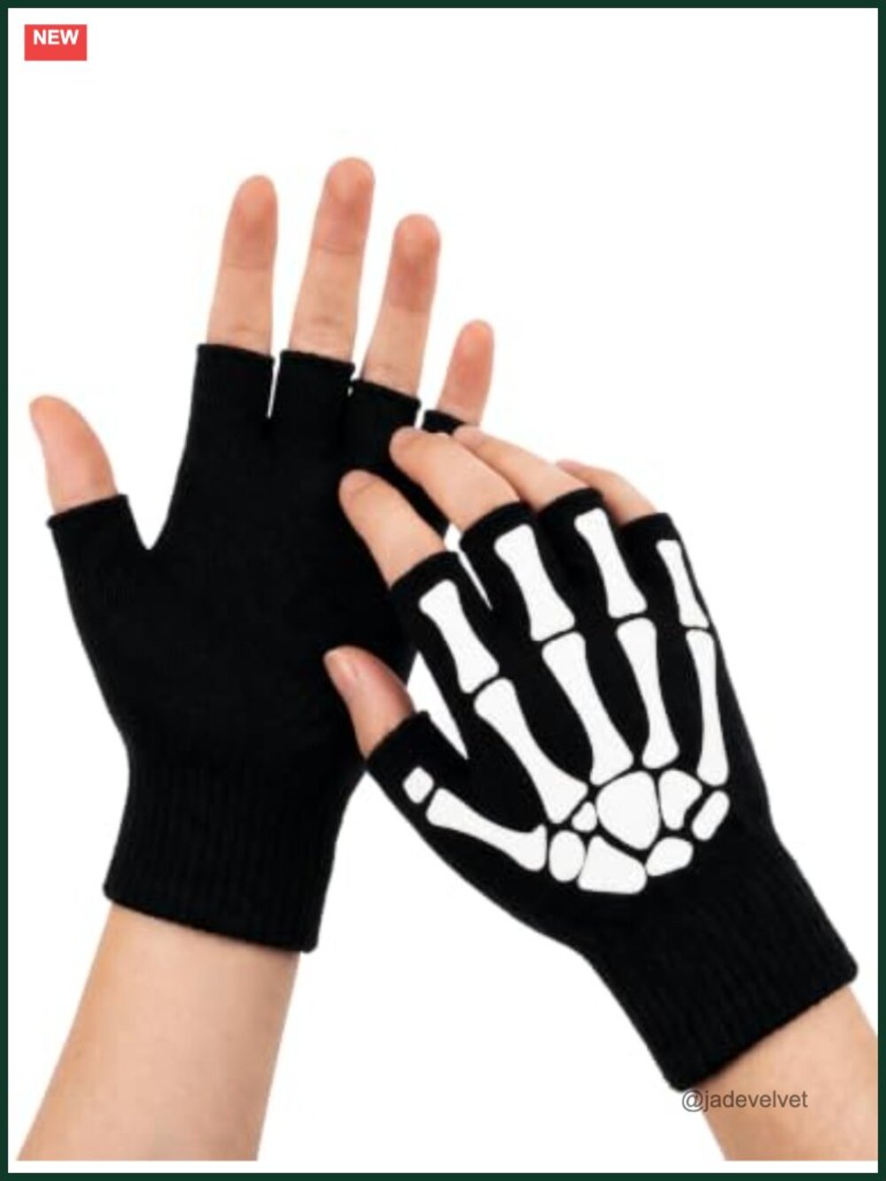 Skeleton Fingerless Gloves Glow in the Dark Halloween Costume